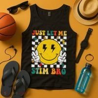 Just Let Me Stim Bro Groovy Autism Awareness Autism Boy Tank Top thumb 4