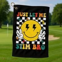 Just Let Me Stim Bro Groovy Autism Awareness Autism Boy Golf Towel thumb 1