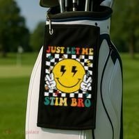 Just Let Me Stim Bro Groovy Autism Awareness Autism Boy Golf Towel thumb 2