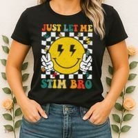 Just Let Me Stim Bro Groovy Autism Awareness Autism Boy Women's T-Shirt thumb 2
