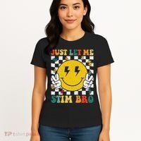 Just Let Me Stim Bro Groovy Autism Awareness Autism Boy Women's T-Shirt thumb 4