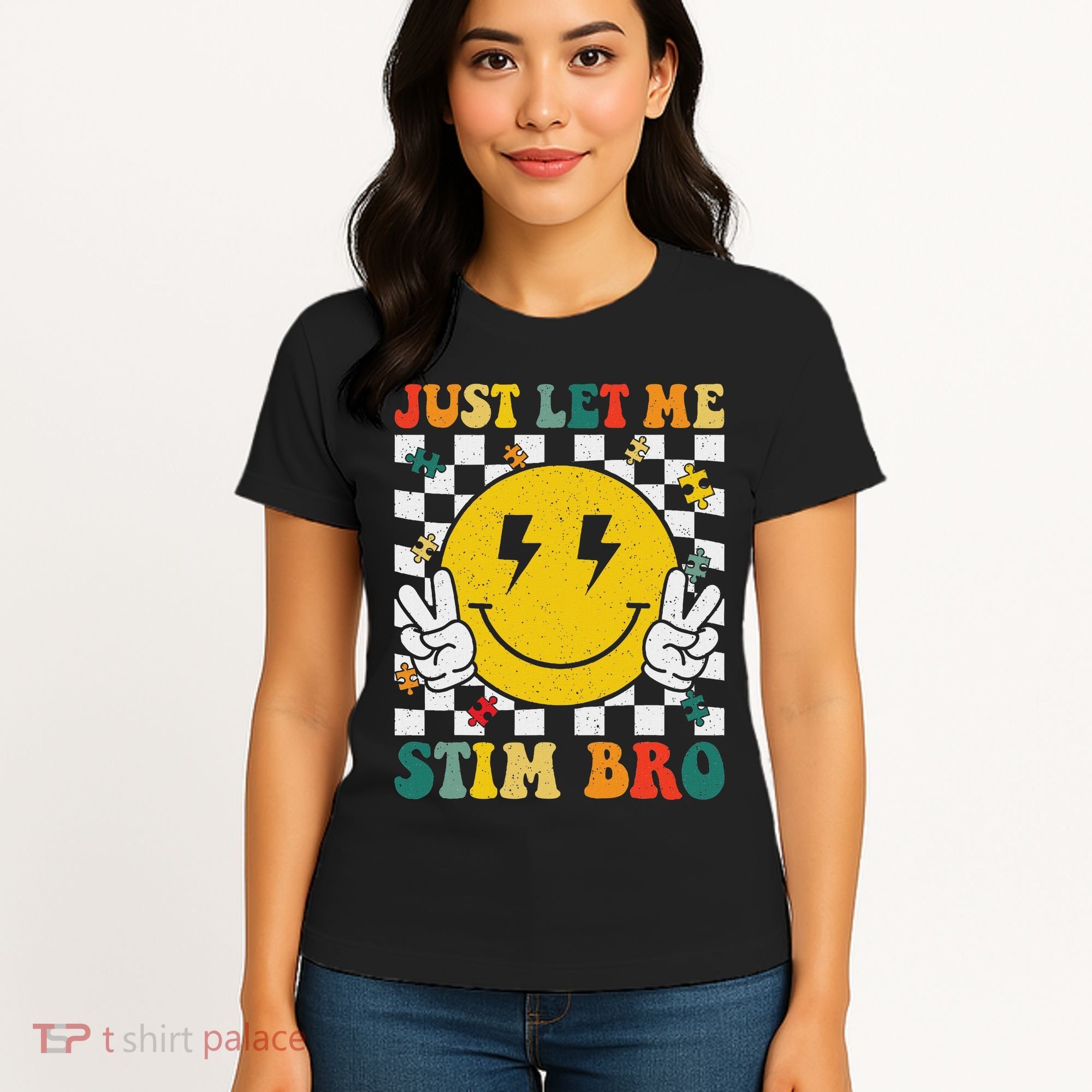 Just Let Me Stim Bro Groovy Autism Awareness Autism Boy Women's T-Shirt