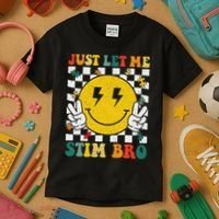 Just Let Me Stim Bro Groovy Autism Awareness Autism Boy Kids T-Shirt thumb 3