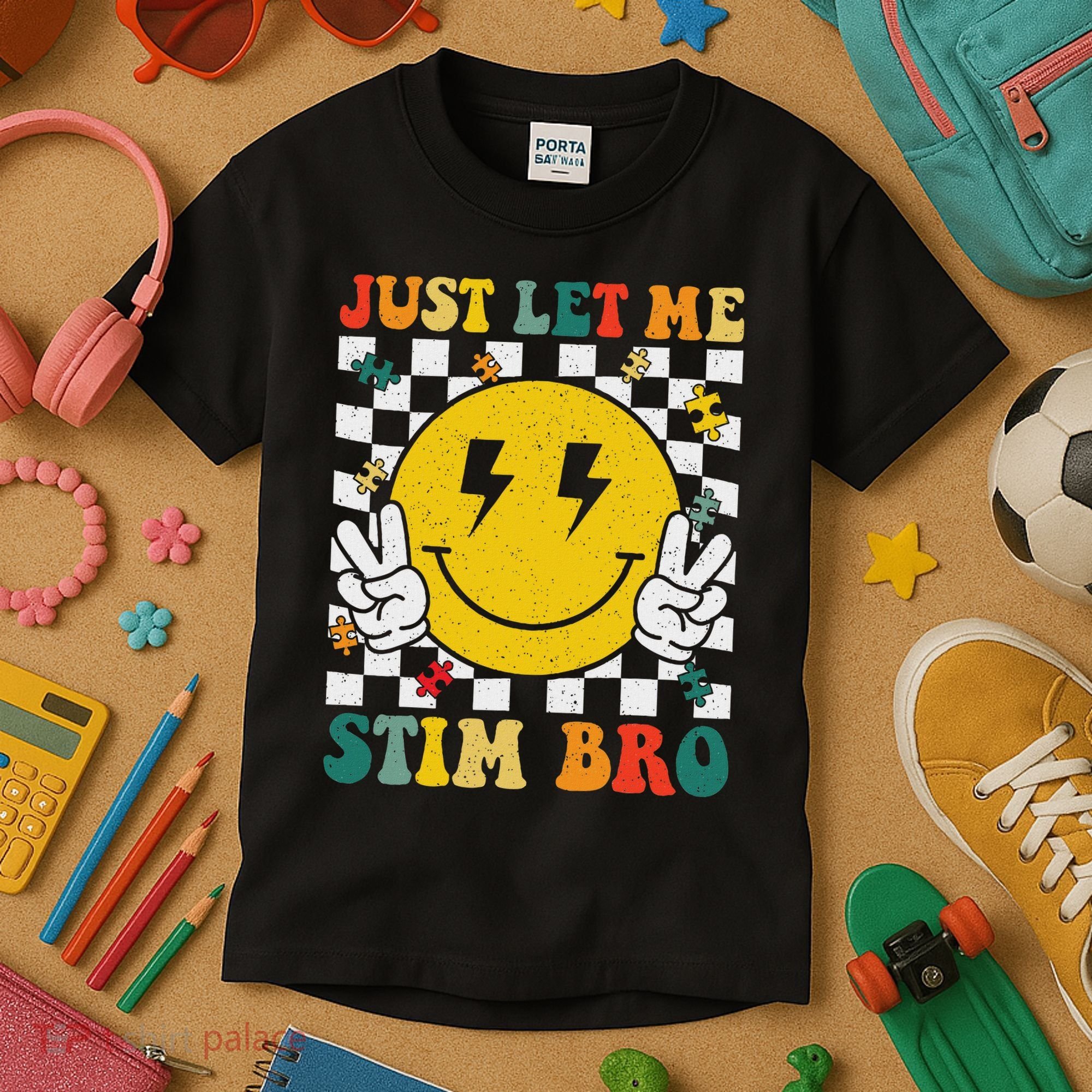 Just Let Me Stim Bro Groovy Autism Awareness Autism Boy Kids T-Shirt