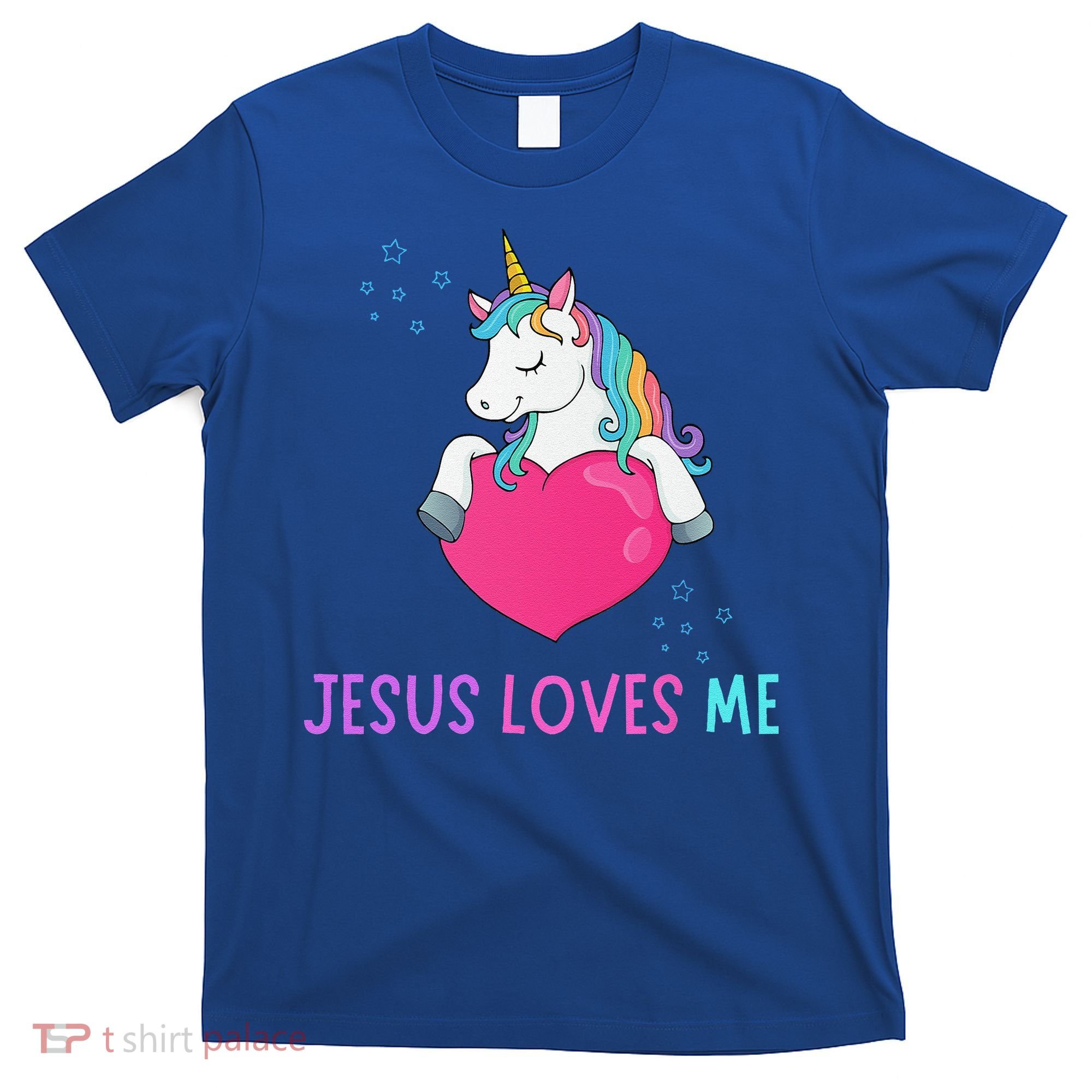 Jesus Loves Me Christian Bible Girls Rainbow Unicorn T-Shirt