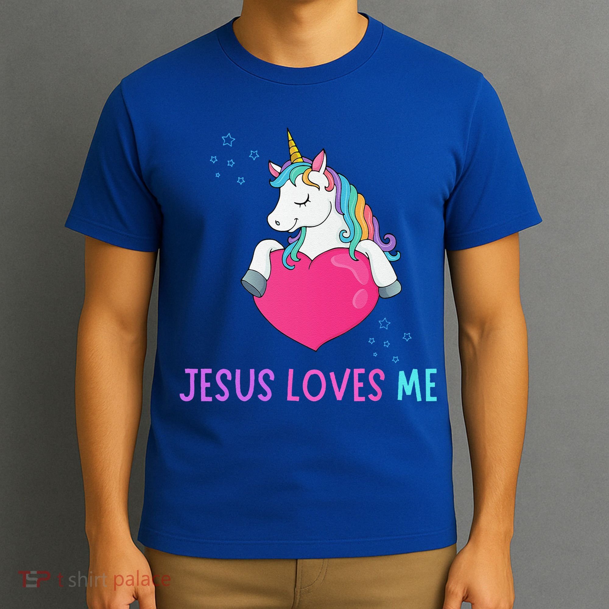 Jesus Loves Me Christian Bible Girls Rainbow Unicorn T-Shirt