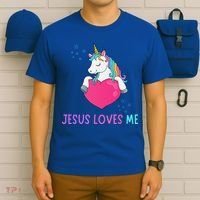 Jesus Loves Me Christian Bible Girls Rainbow Unicorn T-Shirt thumb 6