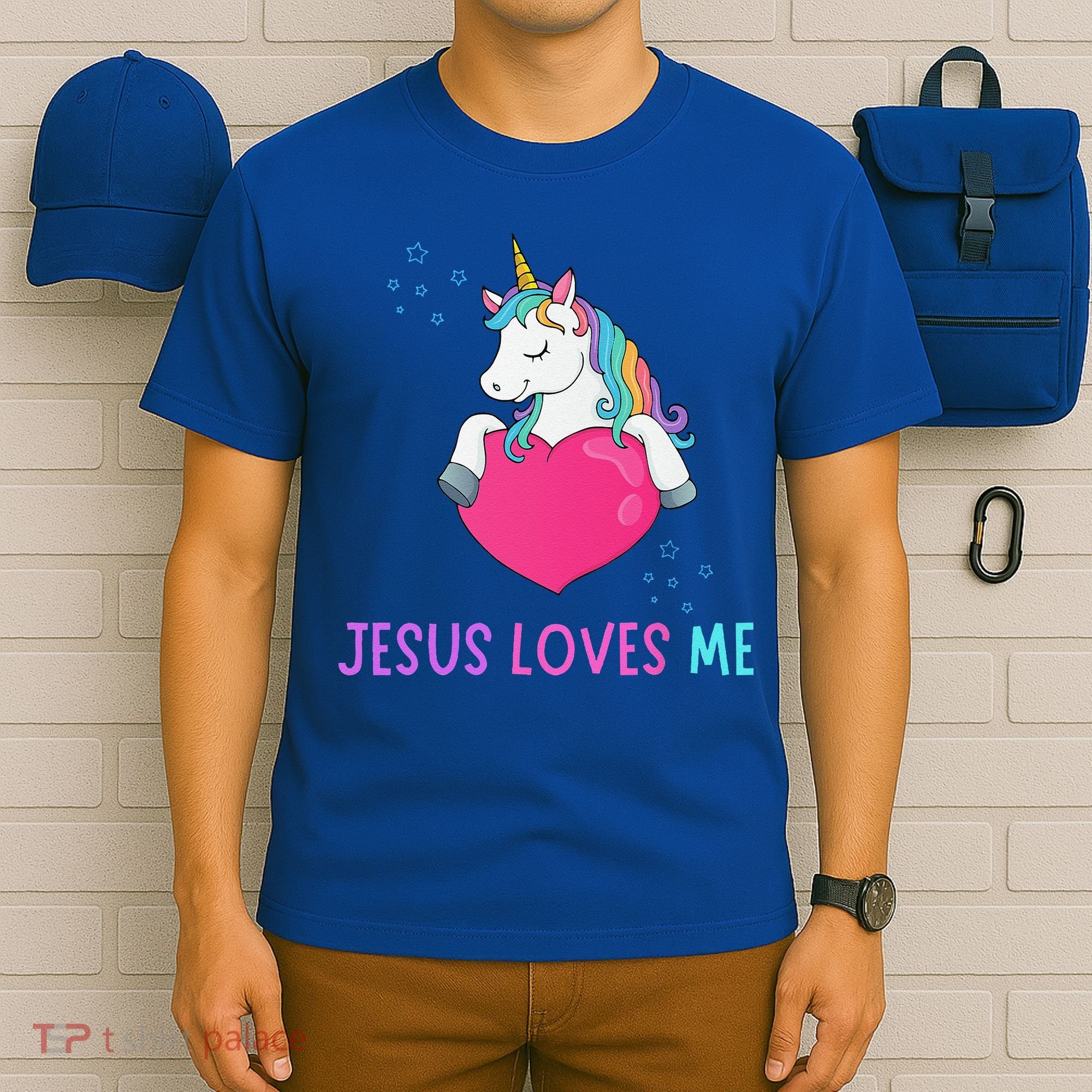 Jesus Loves Me Christian Bible Girls Rainbow Unicorn T-Shirt