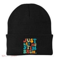 Just Let Me Stim Bruh Funny Meme Autism Awareness Beanie thumb 0