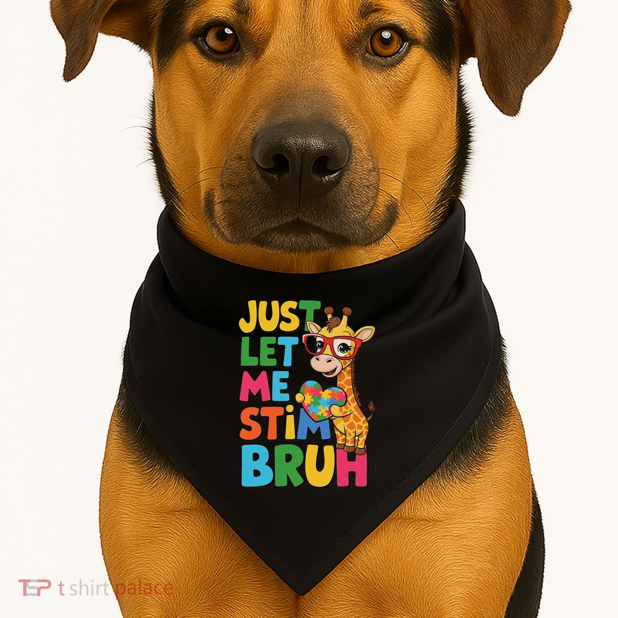 Just Let Me Stim Bro Autistic Giraffe Autism Awareness USA-Made Doggie Bandana