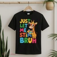Just Let Me Stim Bro Autistic Giraffe Autism Awareness T-Shirt thumb 2