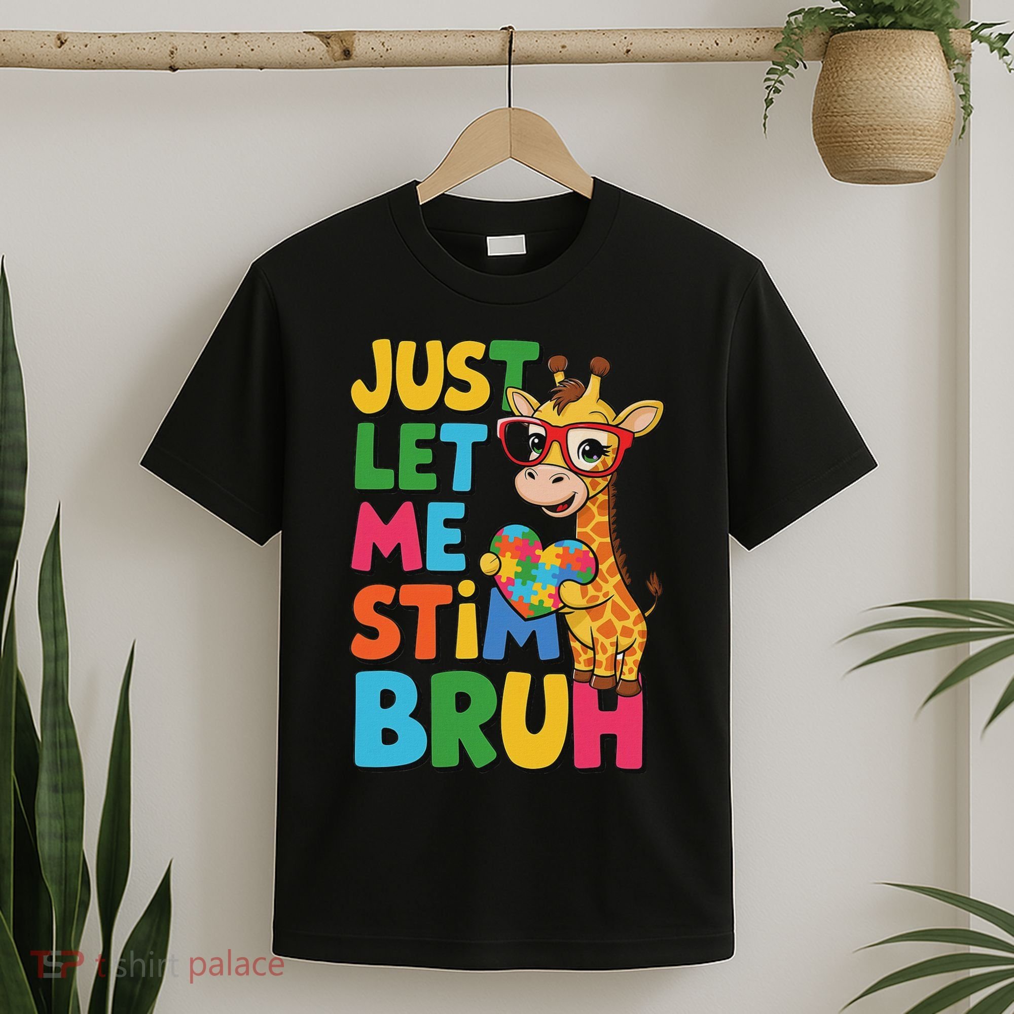 Just Let Me Stim Bro Autistic Giraffe Autism Awareness T-Shirt