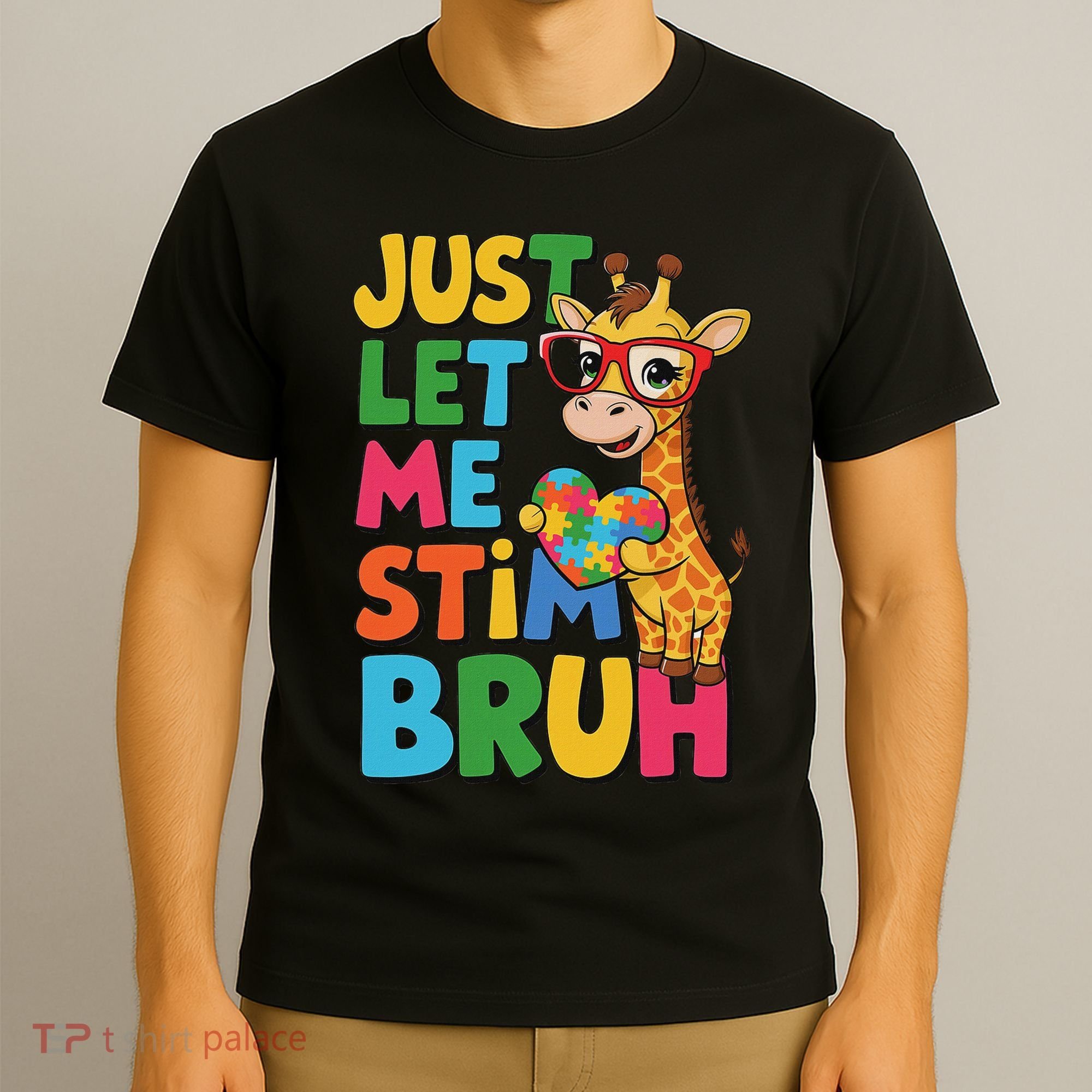 Just Let Me Stim Bro Autistic Giraffe Autism Awareness T-Shirt