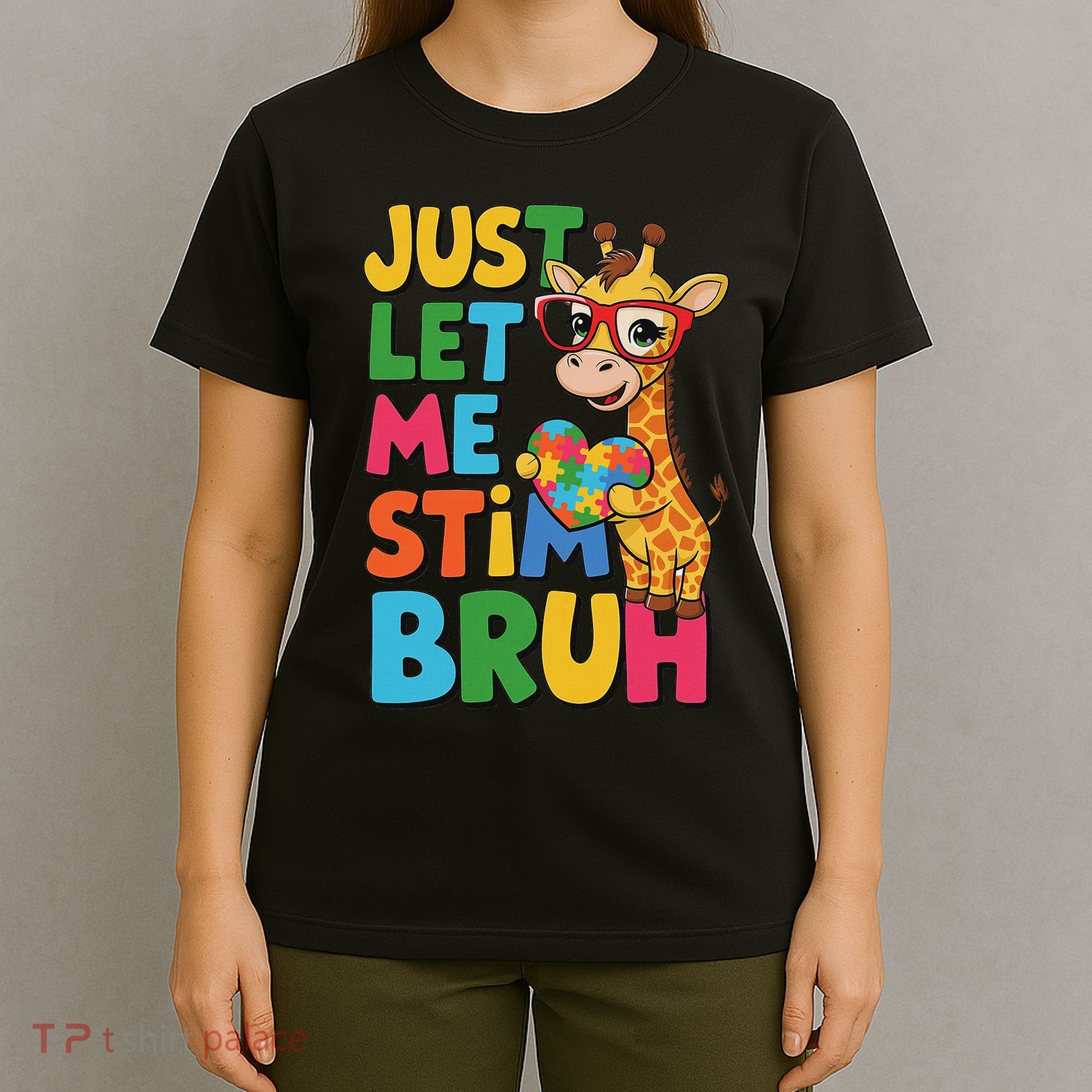Just Let Me Stim Bro Autistic Giraffe Autism Awareness T-Shirt