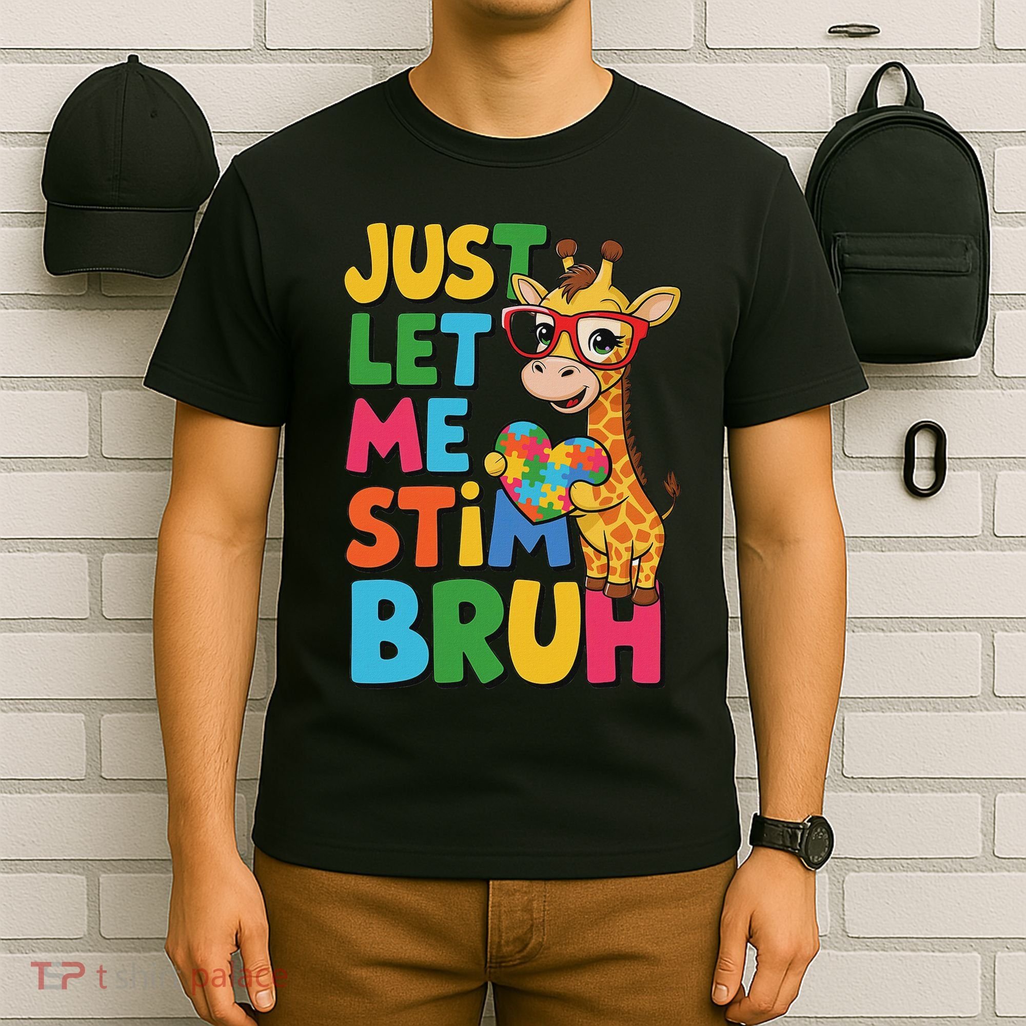 Just Let Me Stim Bro Autistic Giraffe Autism Awareness T-Shirt
