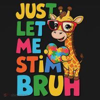 Just Let Me Stim Bro Autistic Giraffe Autism Awareness Women's Hoodie thumb 2