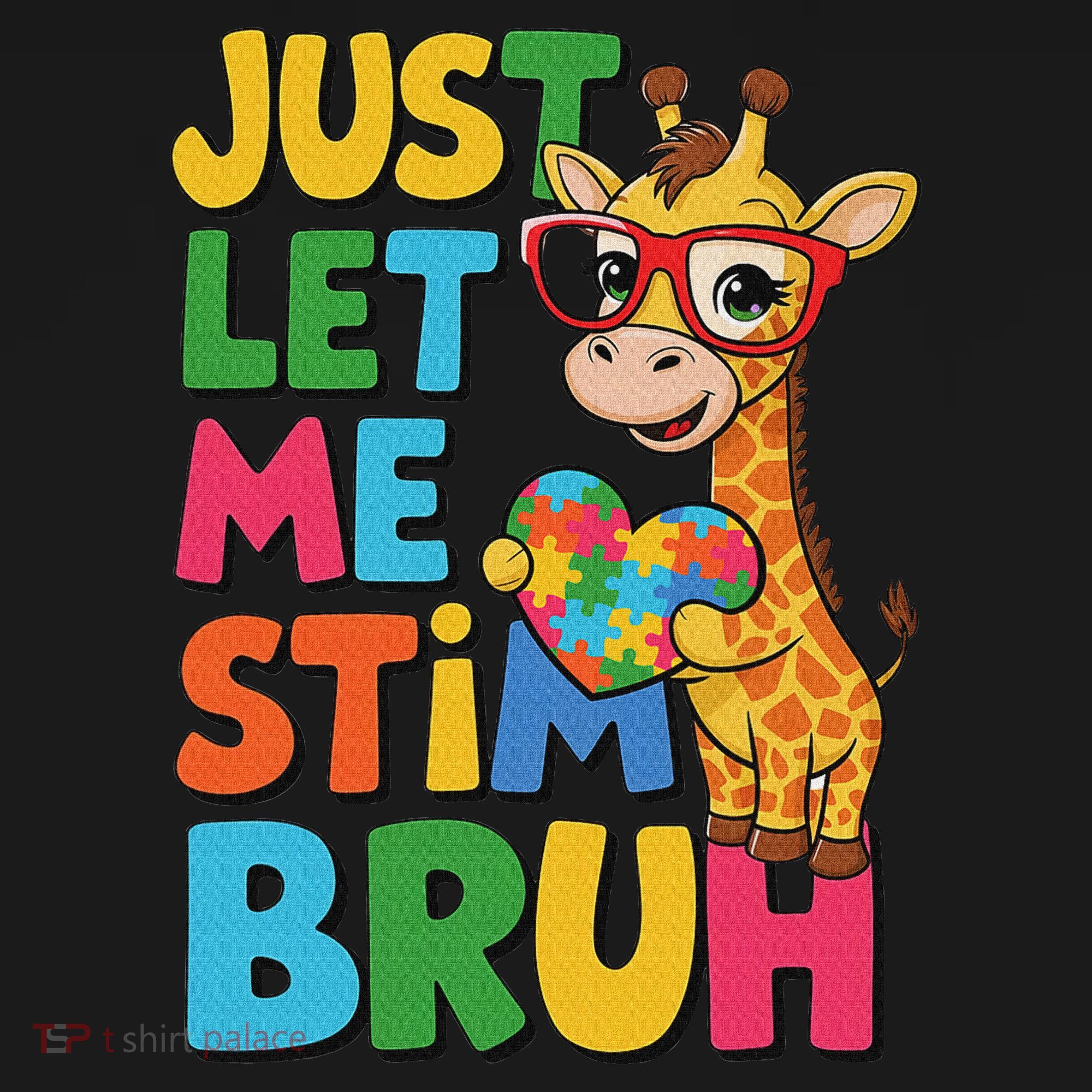 Just Let Me Stim Bro Autistic Giraffe Autism Awareness Women's Hoodie