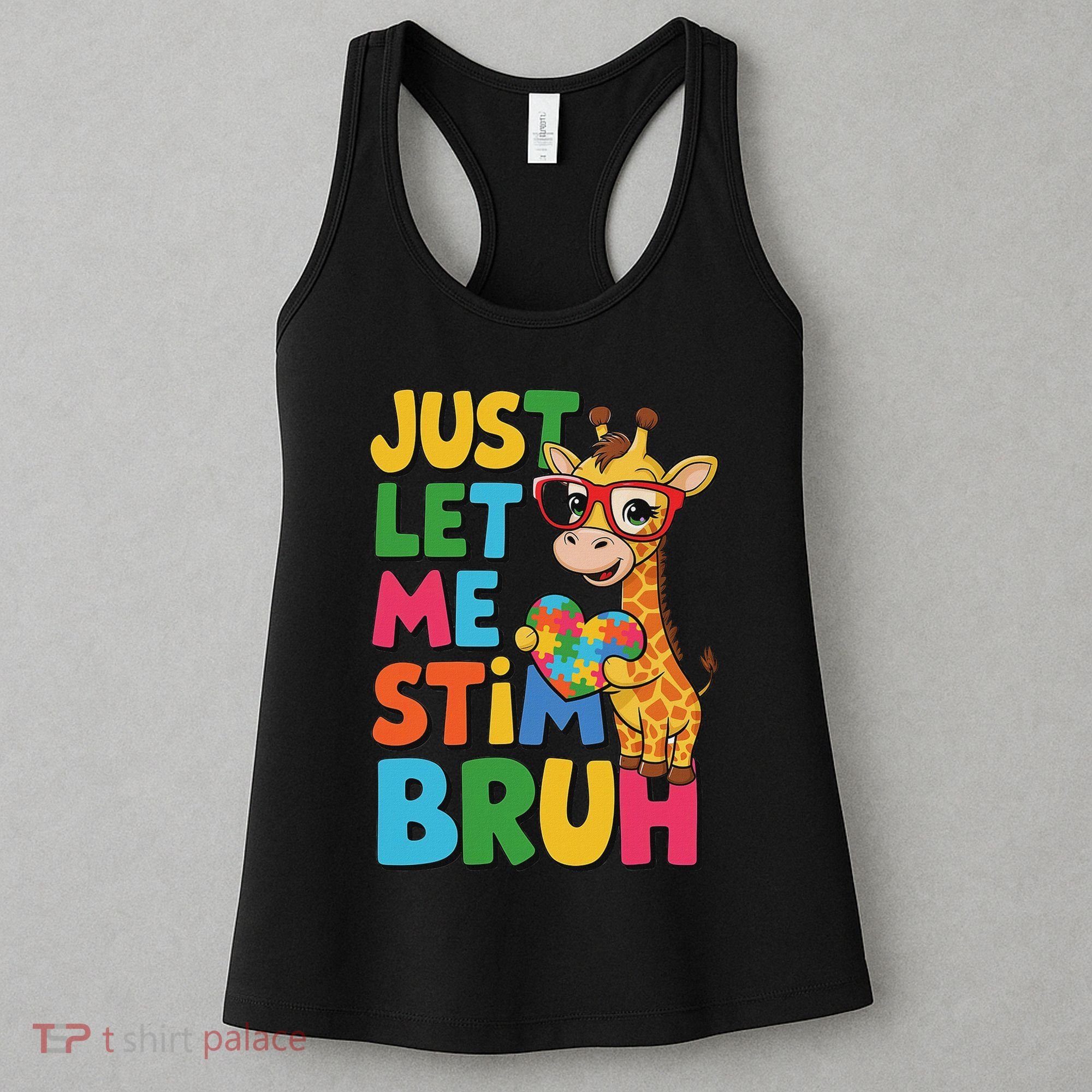 Just Let Me Stim Bro Autistic Giraffe Autism Awareness Women's Tank Top