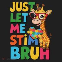 Just Let Me Stim Bro Autistic Giraffe Autism Awareness Hat thumb 2