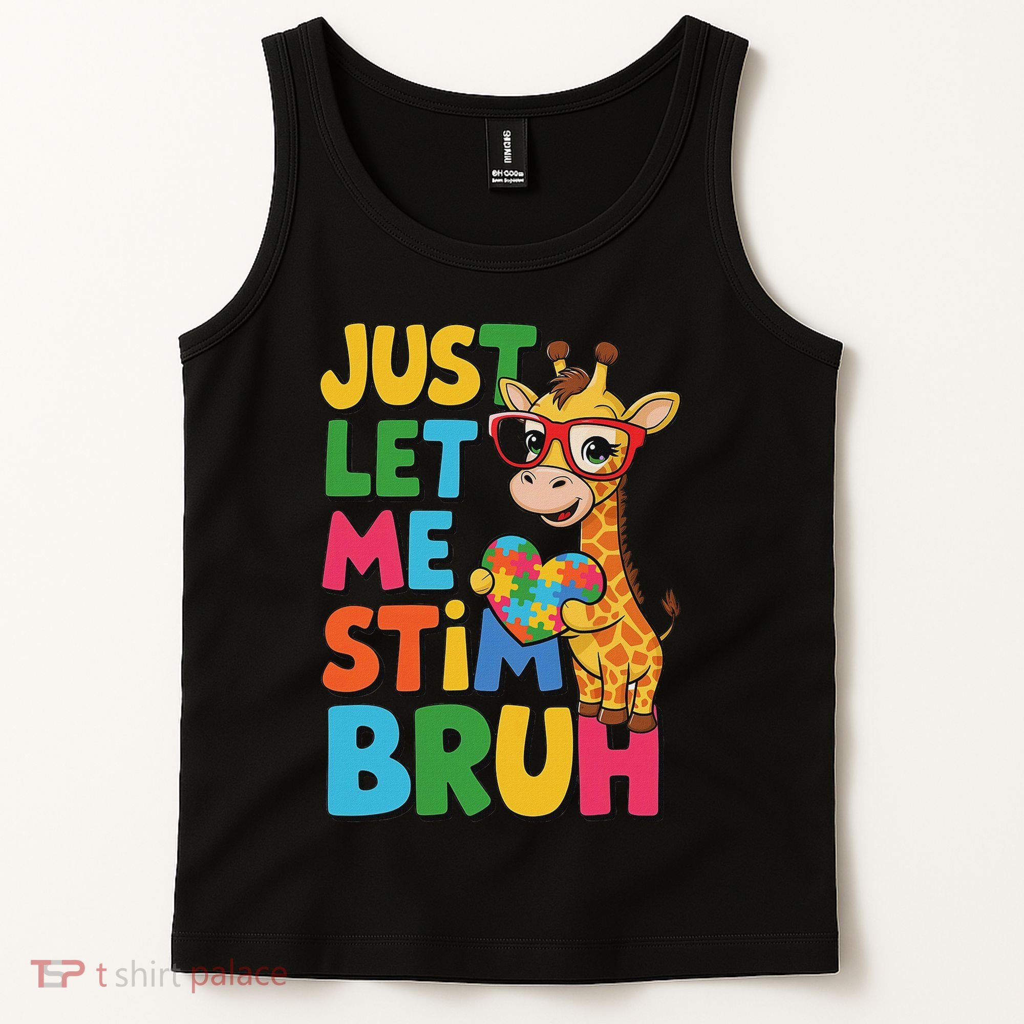 Just Let Me Stim Bro Autistic Giraffe Autism Awareness Tank Top