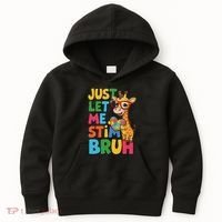 Just Let Me Stim Bro Autistic Giraffe Autism Awareness Kids Hoodie thumb 0