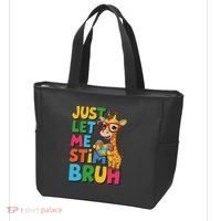 Just Let Me Stim Bro Autistic Giraffe Autism Awareness Tote Bag thumb 3