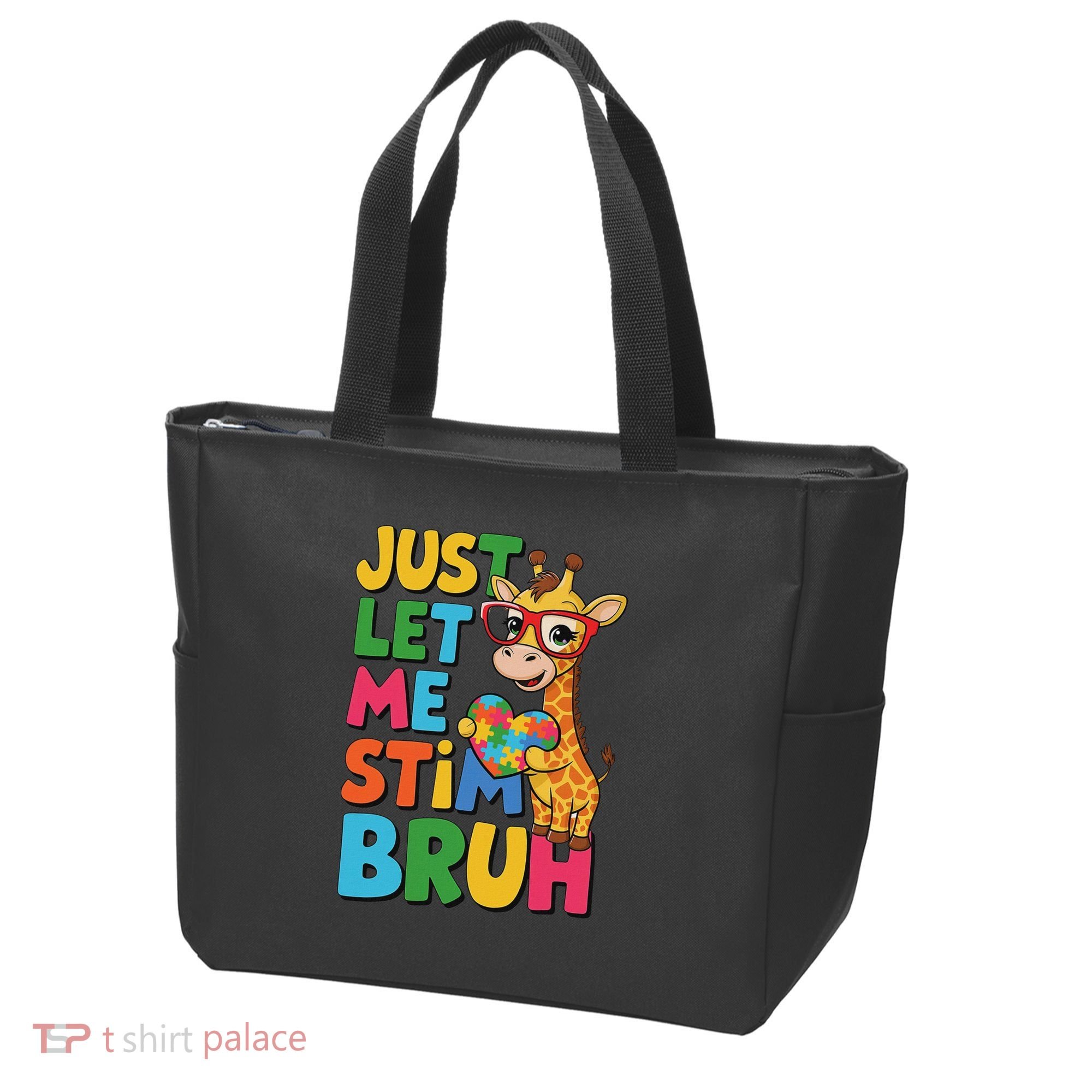 Just Let Me Stim Bro Autistic Giraffe Autism Awareness Tote Bag