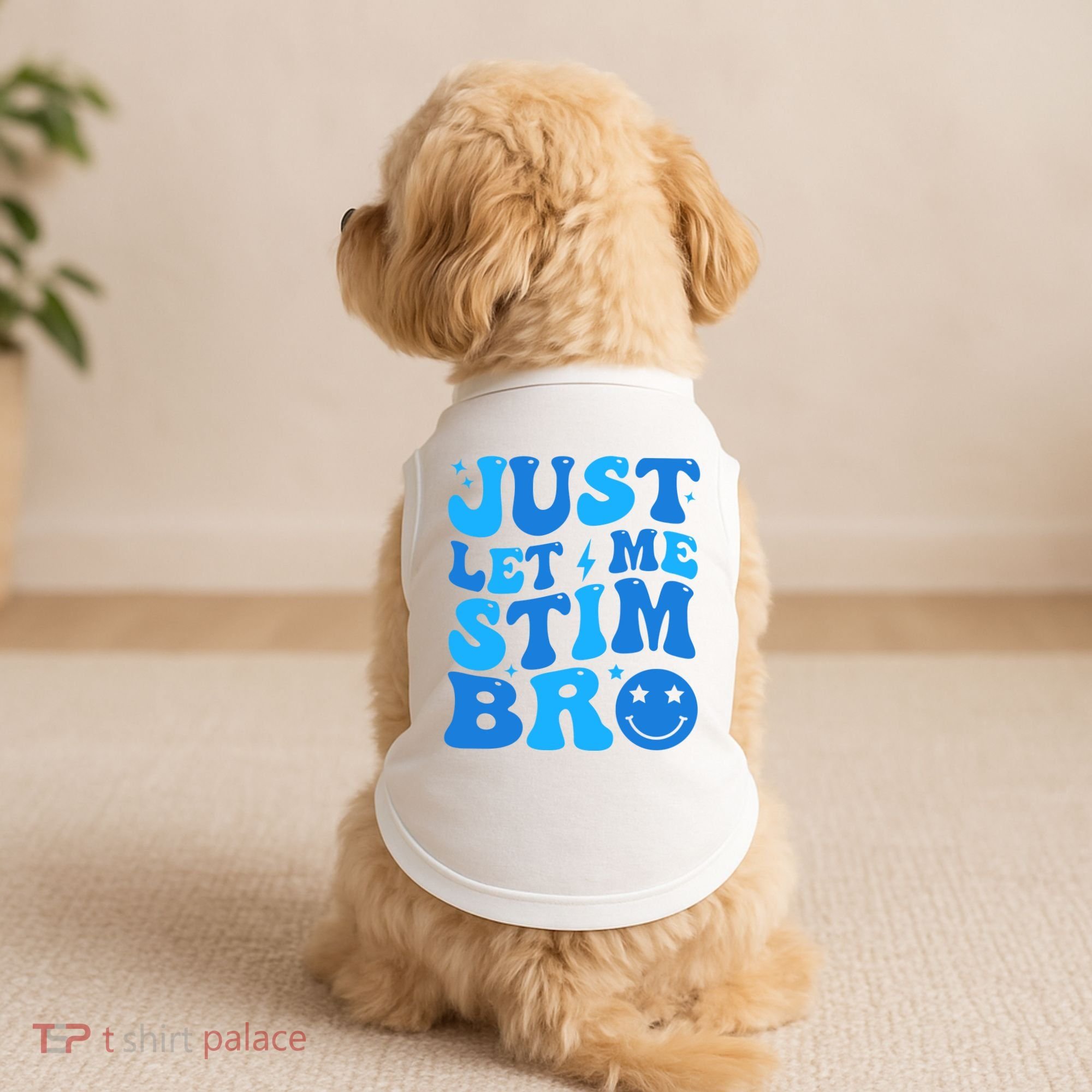 Just Let Me Stim Bro Smile Face Retro Doggie Tank