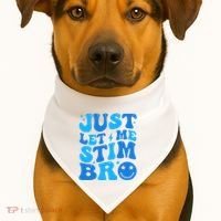Just Let Me Stim Bro Smile Face Retro USA-Made Doggie Bandana thumb 1
