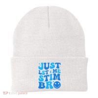 Just Let Me Stim Bro Smile Face Retro Beanie thumb 0