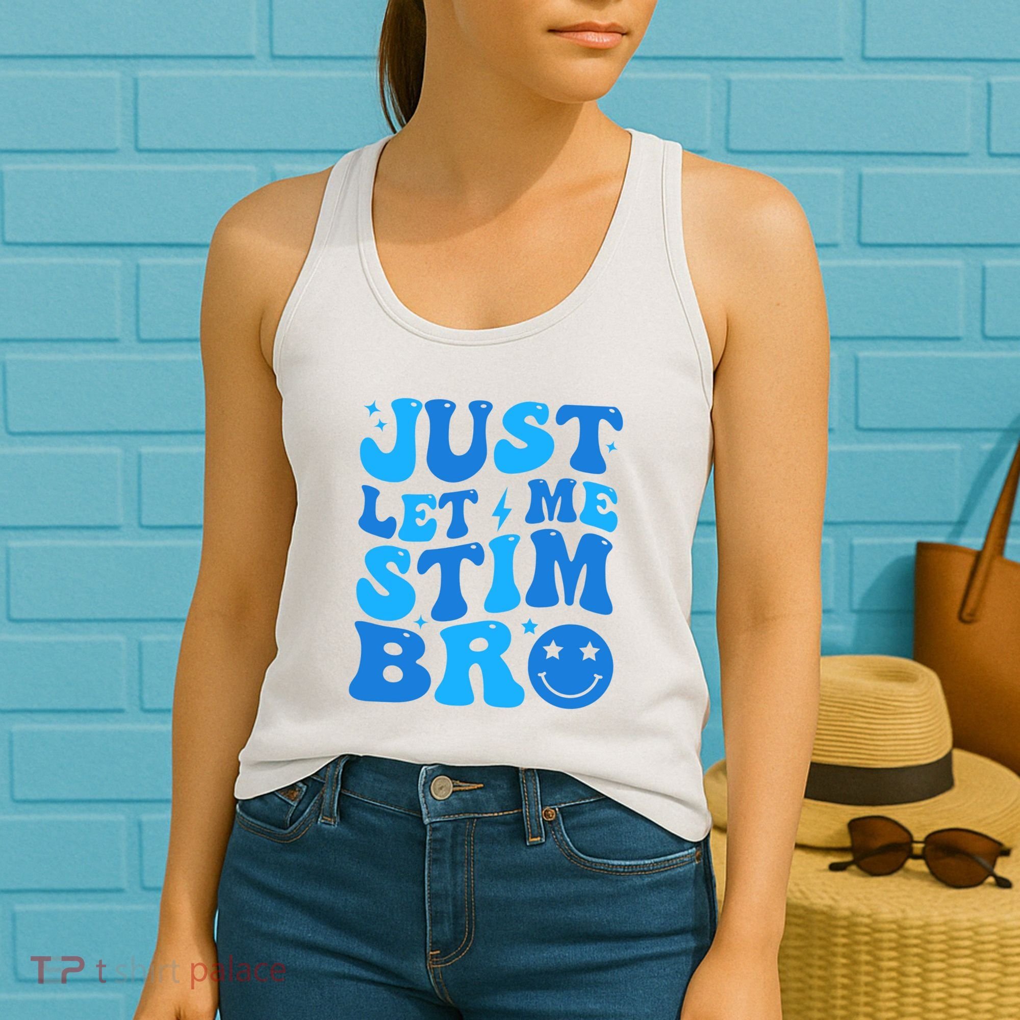 Just Let Me Stim Bro Smile Face Retro Women's Tank Top