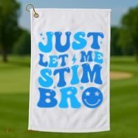 Just Let Me Stim Bro Smile Face Retro Golf Towel thumb 1
