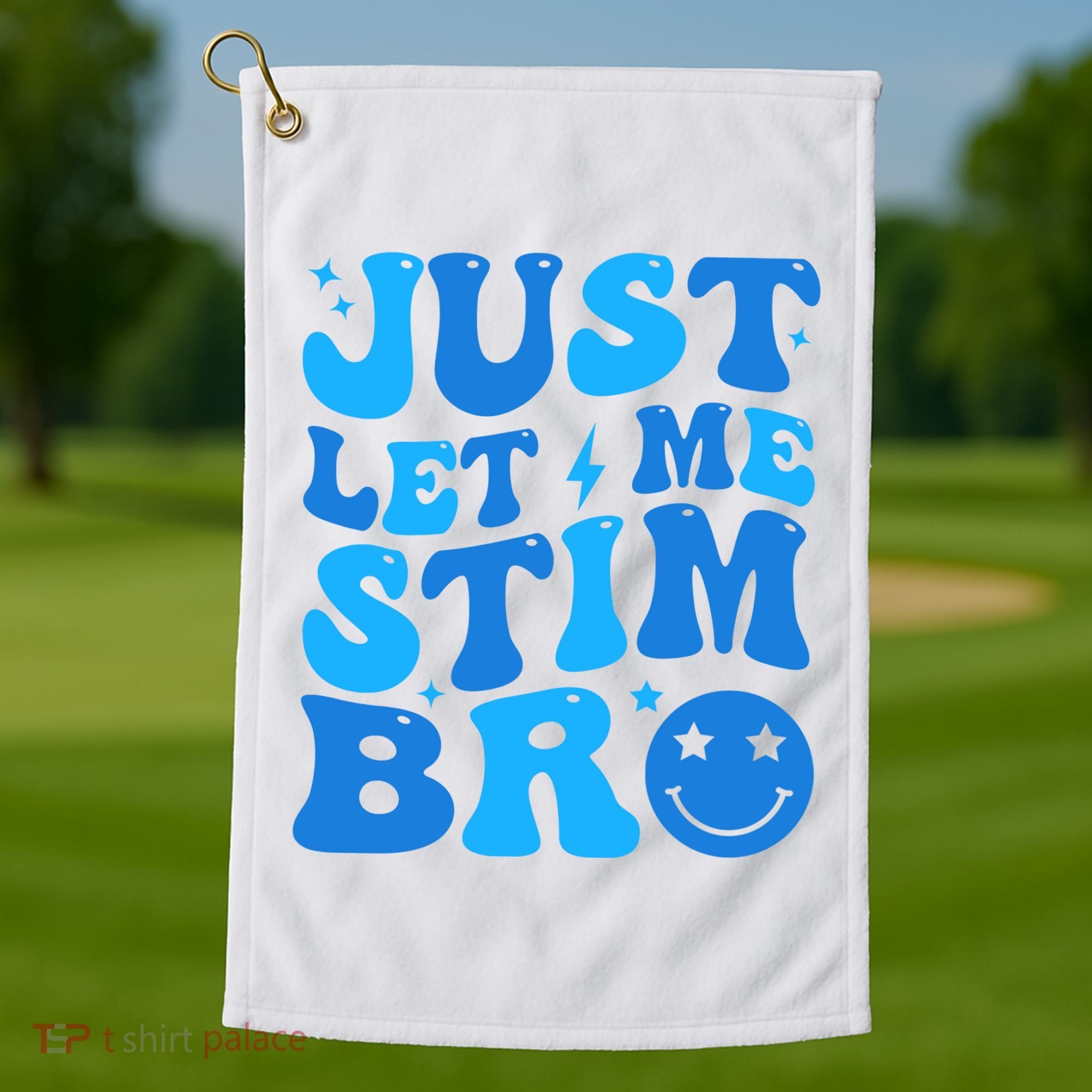 Just Let Me Stim Bro Smile Face Retro Golf Towel