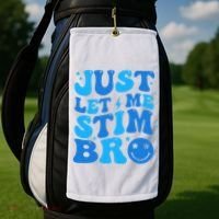 Just Let Me Stim Bro Smile Face Retro Golf Towel thumb 2