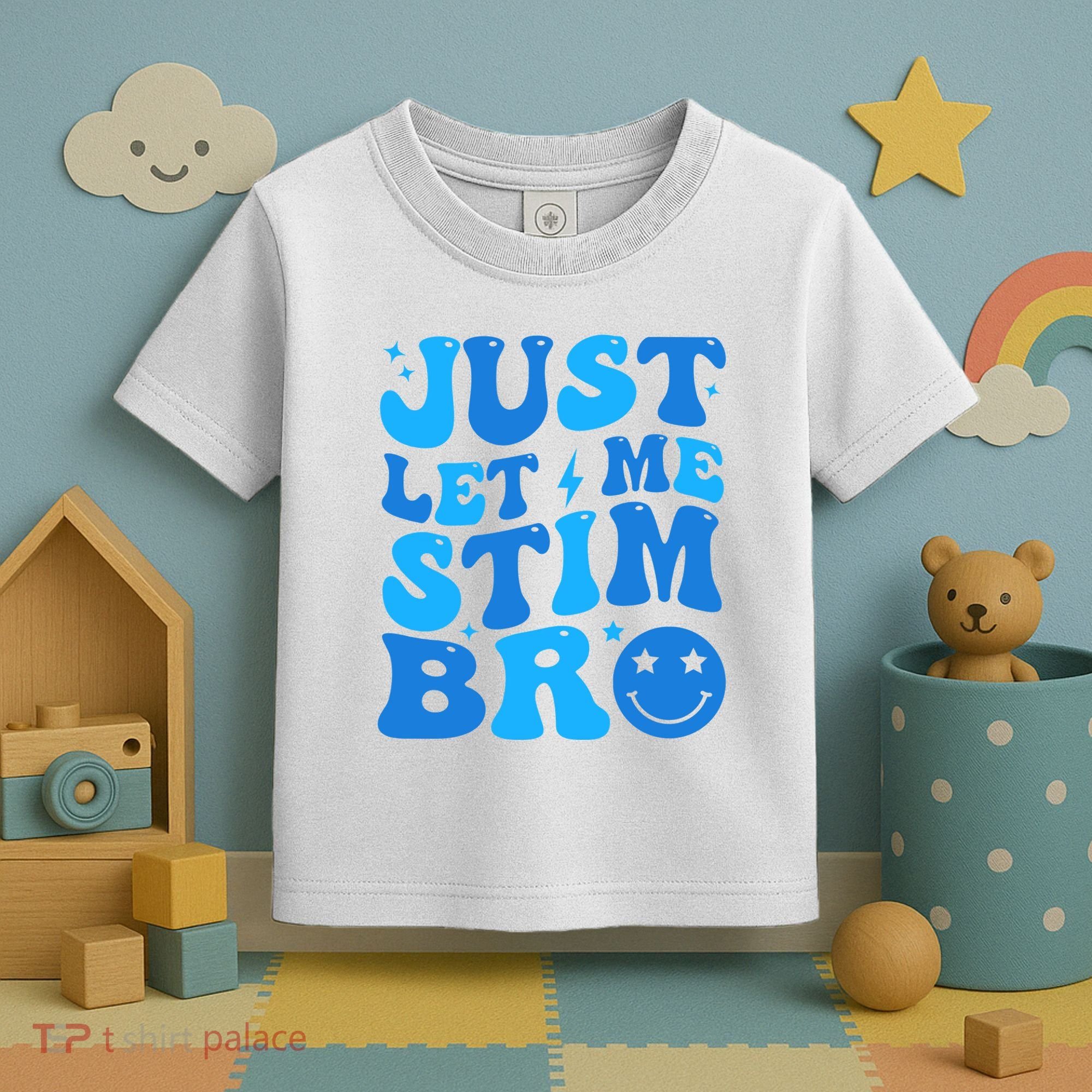 Just Let Me Stim Bro Smile Face Retro Toddler T-Shirt