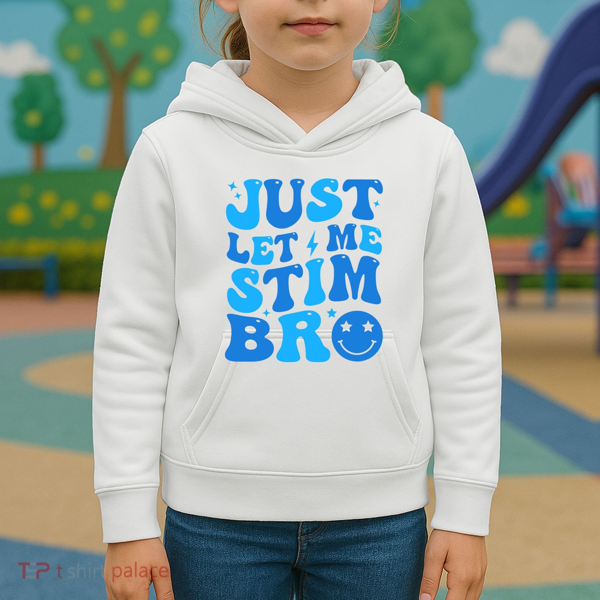 Just Let Me Stim Bro Smile Face Retro Kids Hoodie