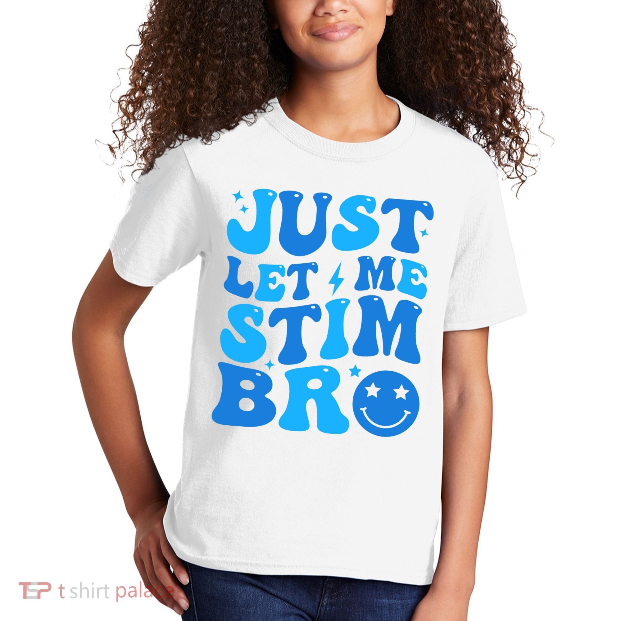 Just Let Me Stim Bro Smile Face Retro Kids T-Shirt