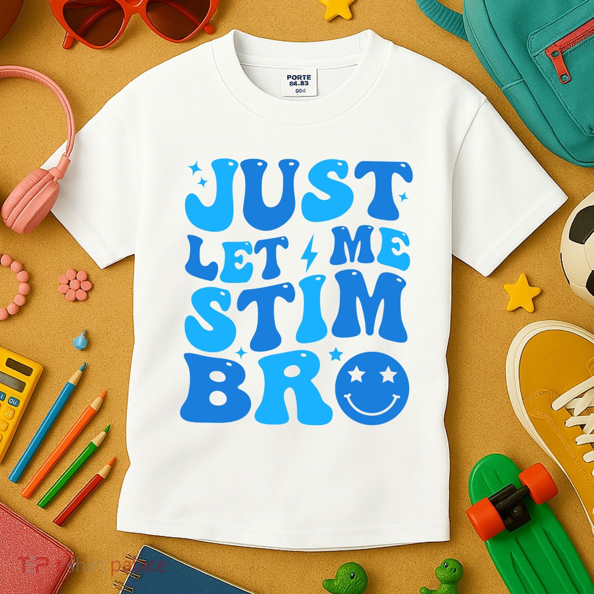 Just Let Me Stim Bro Smile Face Retro Kids T-Shirt