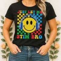Just Let Me Stim Bro Smile Face Autism Women's T-Shirt thumb 2