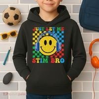 Just Let Me Stim Bro Smile Face Autism Kids Hoodie thumb 2
