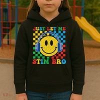 Just Let Me Stim Bro Smile Face Autism Kids Hoodie thumb 3