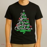 Joy Love Peace Believe Christmas Shirt T-Shirt thumb 3