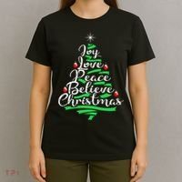 Joy Love Peace Believe Christmas Shirt T-Shirt thumb 4