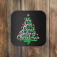Joy Love Peace Believe Christmas Shirt Coaster thumb 0
