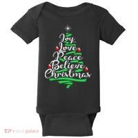 Joy Love Peace Believe Christmas Shirt Baby Bodysuit thumb 0