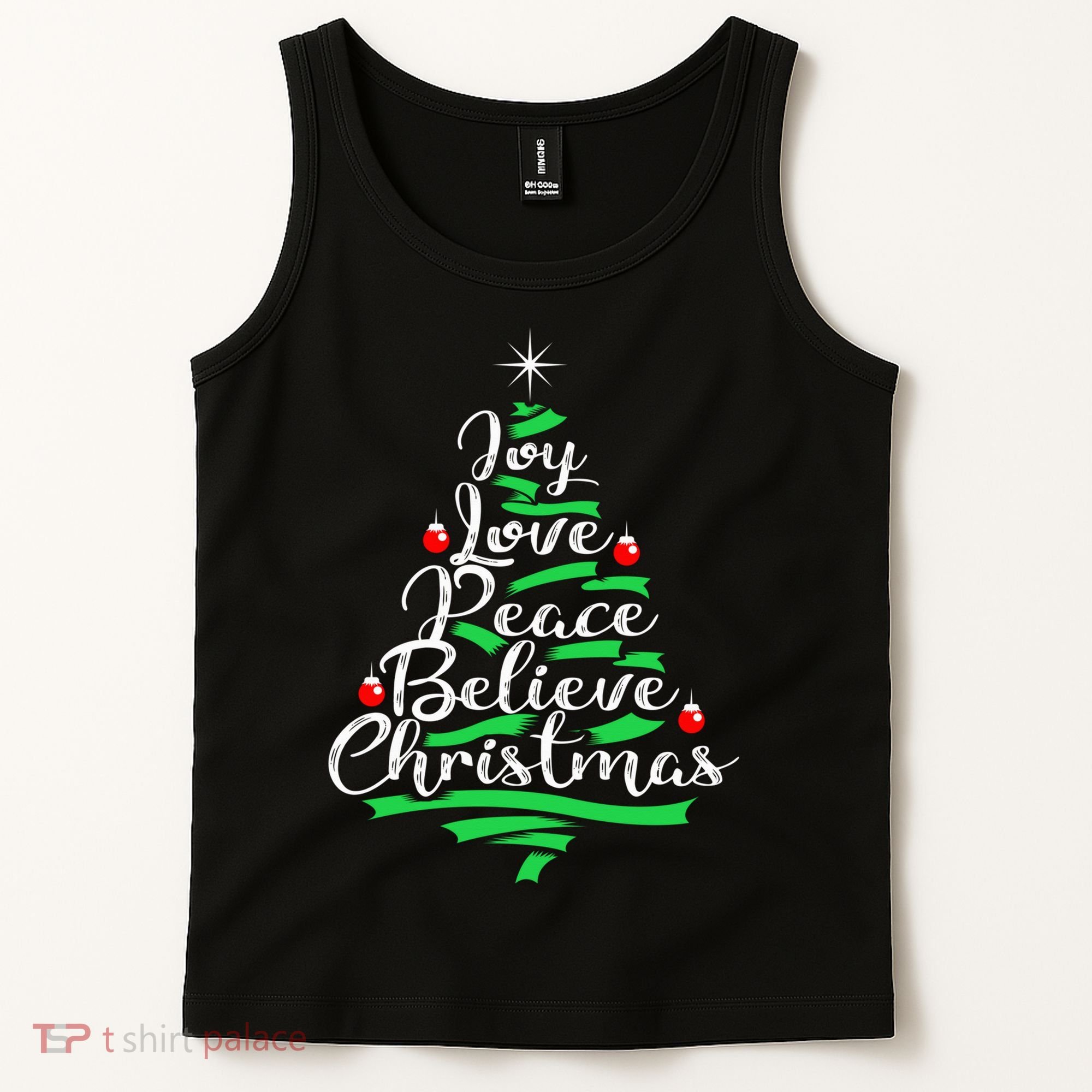 Joy Love Peace Believe Christmas Shirt Tank Top