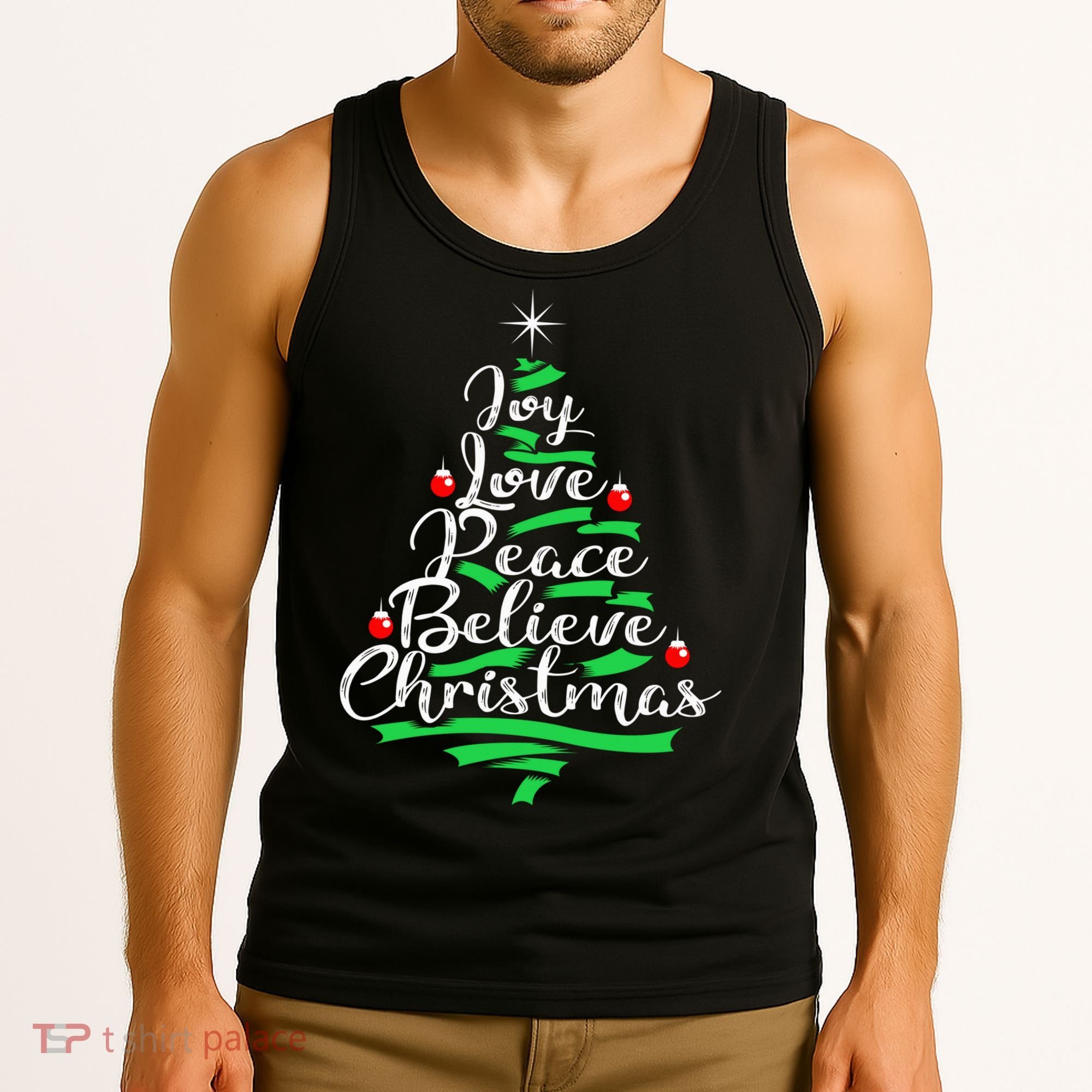 Joy Love Peace Believe Christmas Shirt Tank Top