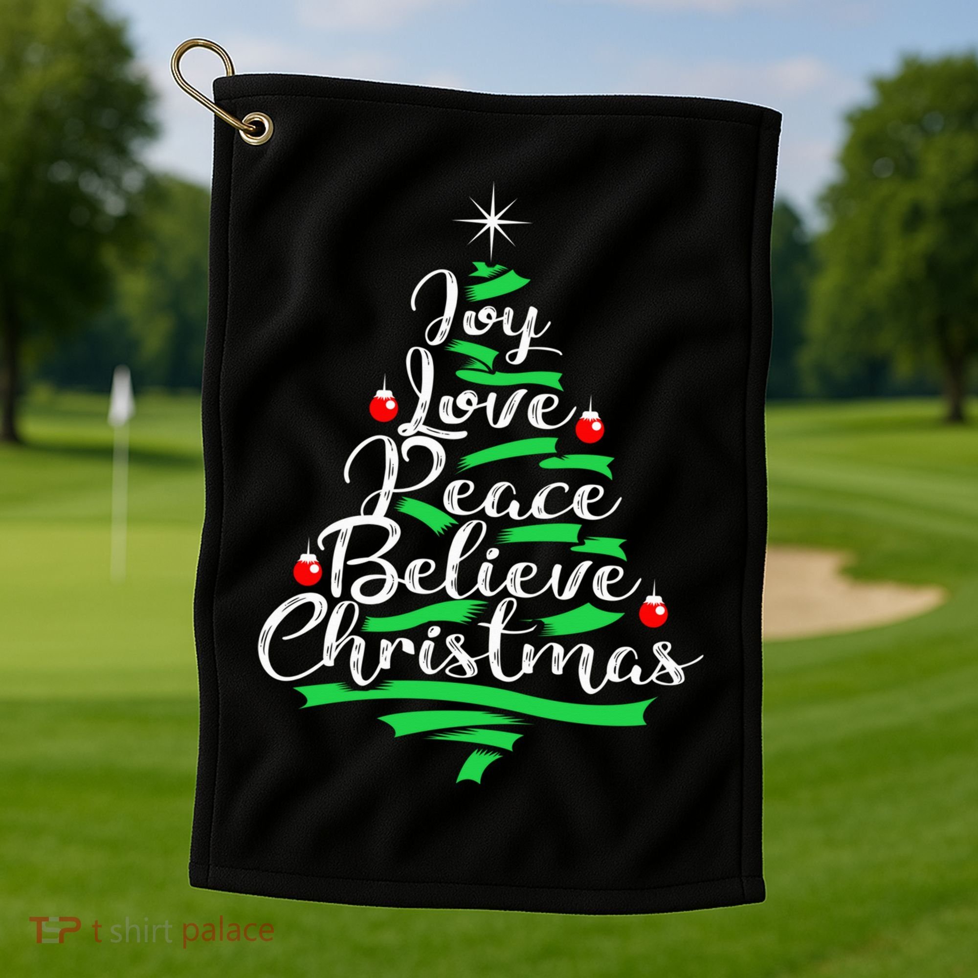 Joy Love Peace Believe Christmas Shirt Golf Towel