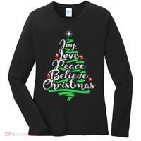 Joy Love Peace Believe Christmas Shirt Women's Long Sleeve Shirt thumb 0