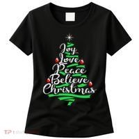 Joy Love Peace Believe Christmas Shirt Women's T-Shirt thumb 0